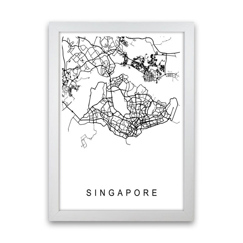 Singapore Map Art Print by Pixy Paper White Grain