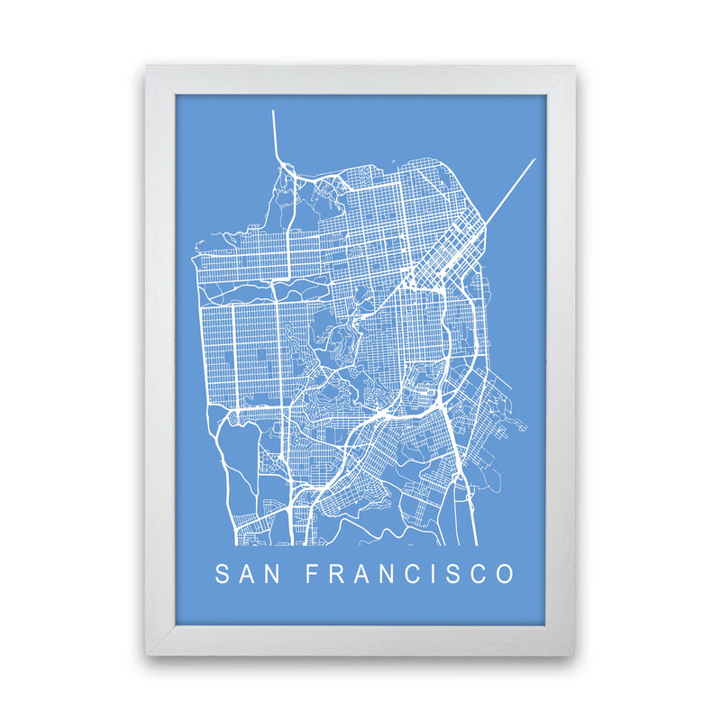 San Francisco Map Blueprint Art Print by Pixy Paper White Grain