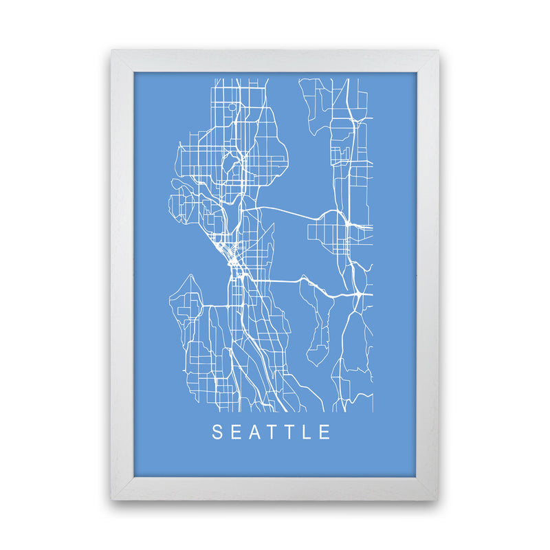 Seattle Map Blueprint Art Print by Pixy Paper White Grain