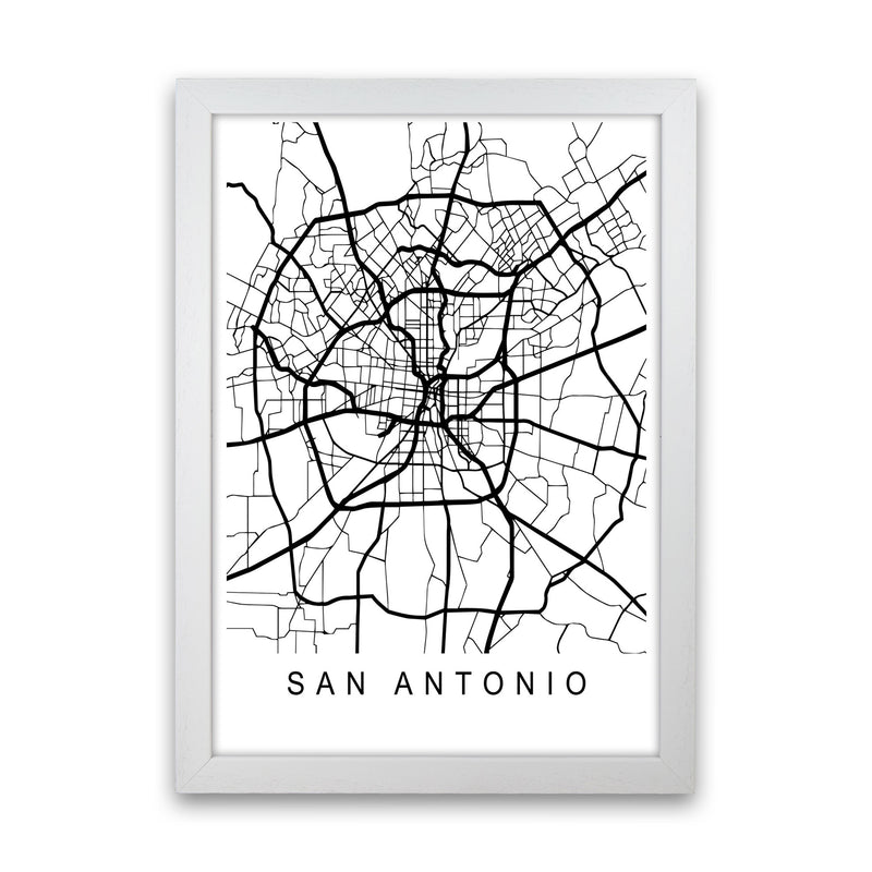 San Antonio Map Art Print by Pixy Paper White Grain