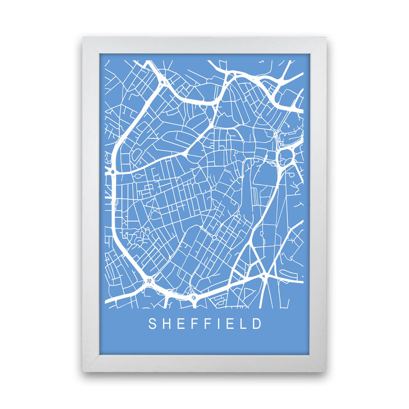 Sheffield Map Blueprint Art Print by Pixy Paper White Grain