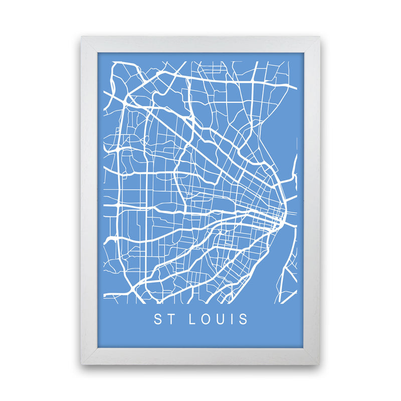 St Louis Map Blueprint Art Print by Pixy Paper White Grain