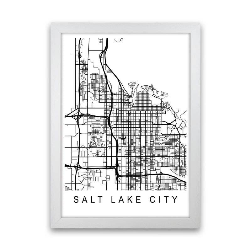 Salt Lake Map Art Print by Pixy Paper White Grain