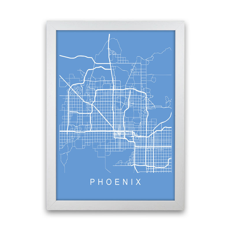 Phoenix Map Blueprint Art Print by Pixy Paper White Grain
