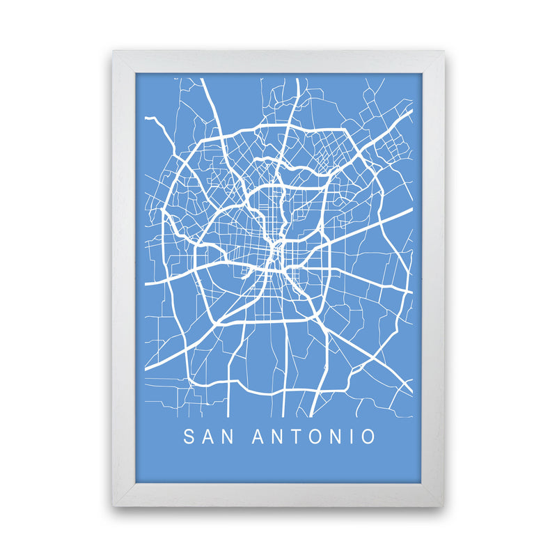 San Antonio Map Blueprint Art Print by Pixy Paper White Grain