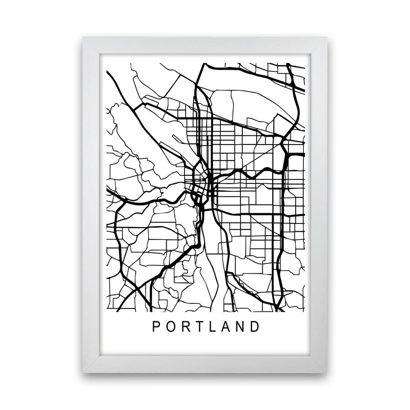 Portland Map Art Print by Pixy Paper White Grain