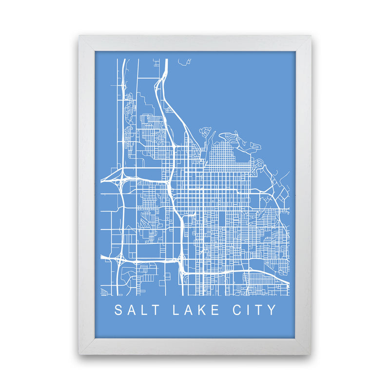 Salt Lake City Map Blueprint Art Print by Pixy Paper White Grain