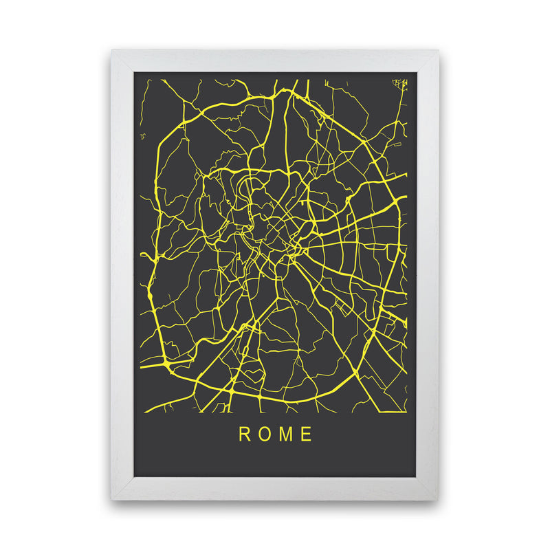 Rome Map Neon Art Print by Pixy Paper White Grain