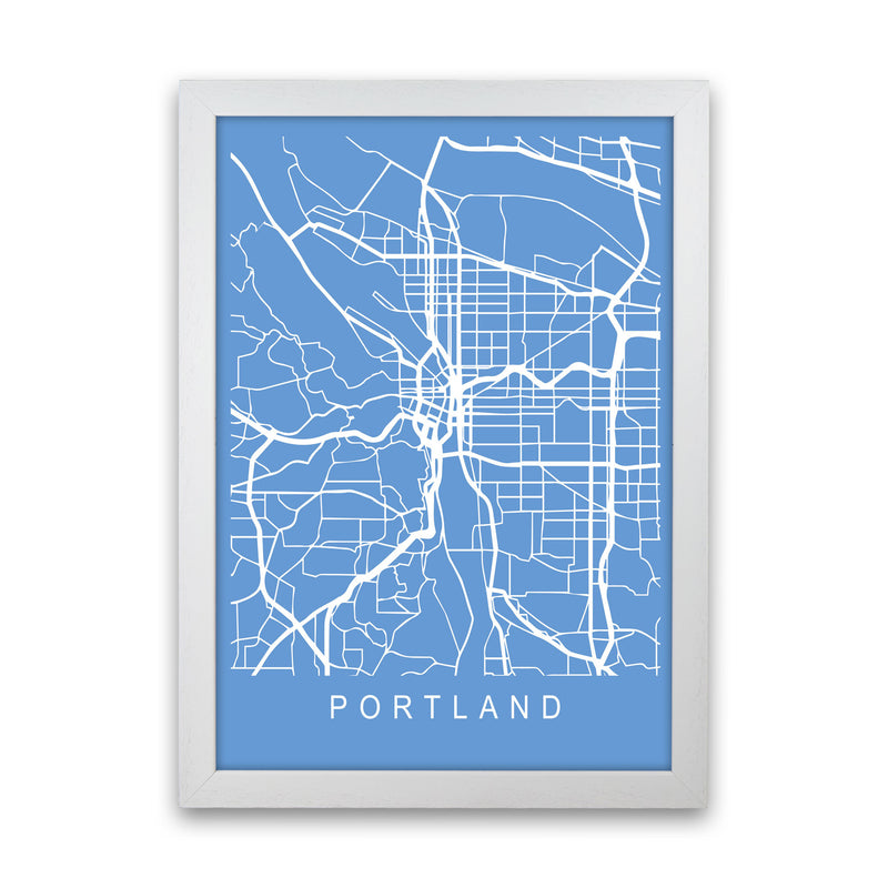 Portland Map Blueprint Art Print by Pixy Paper White Grain