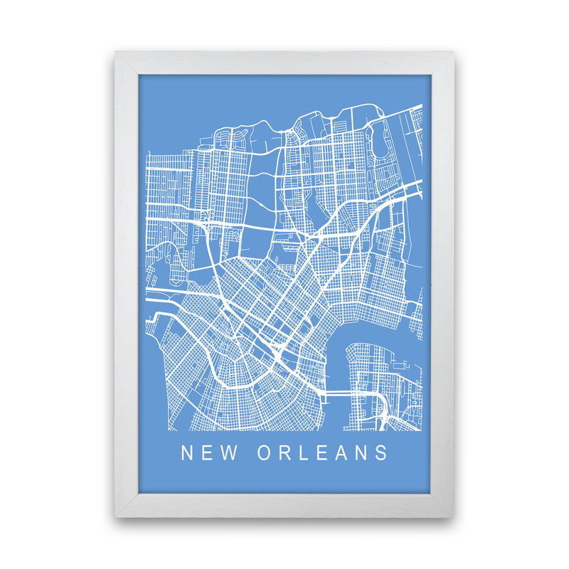New Orleans Map Blueprint Art Print by Pixy Paper White Grain