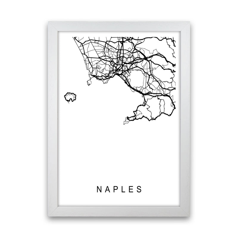 Naples Map Art Print by Pixy Paper White Grain