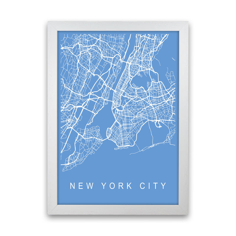 New York City Map Blueprint Art Print by Pixy Paper White Grain