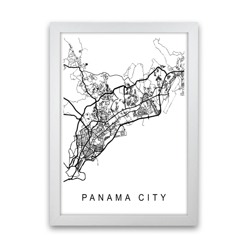 Panama Map Art Print by Pixy Paper White Grain