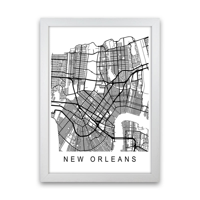 New Orleans Map Art Print by Pixy Paper White Grain