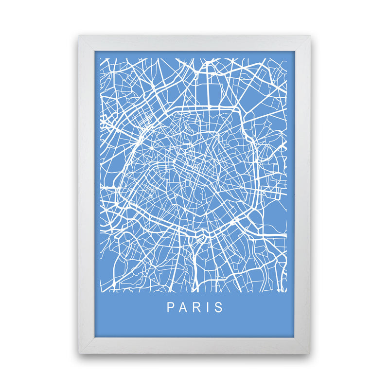 Paris Map Blueprint Art Print by Pixy Paper White Grain