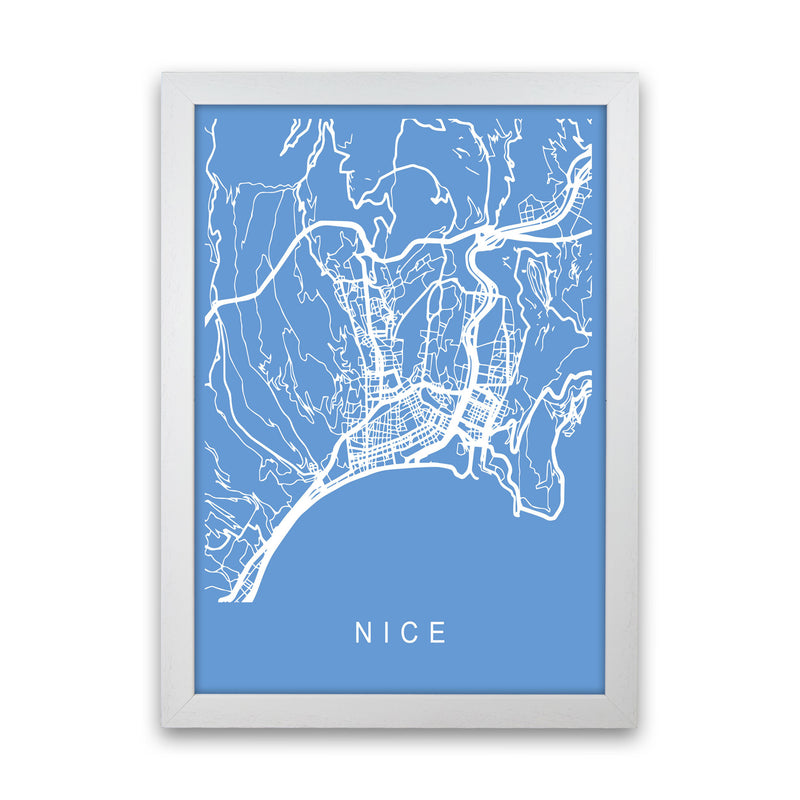 Nice Map Blueprint Art Print by Pixy Paper White Grain