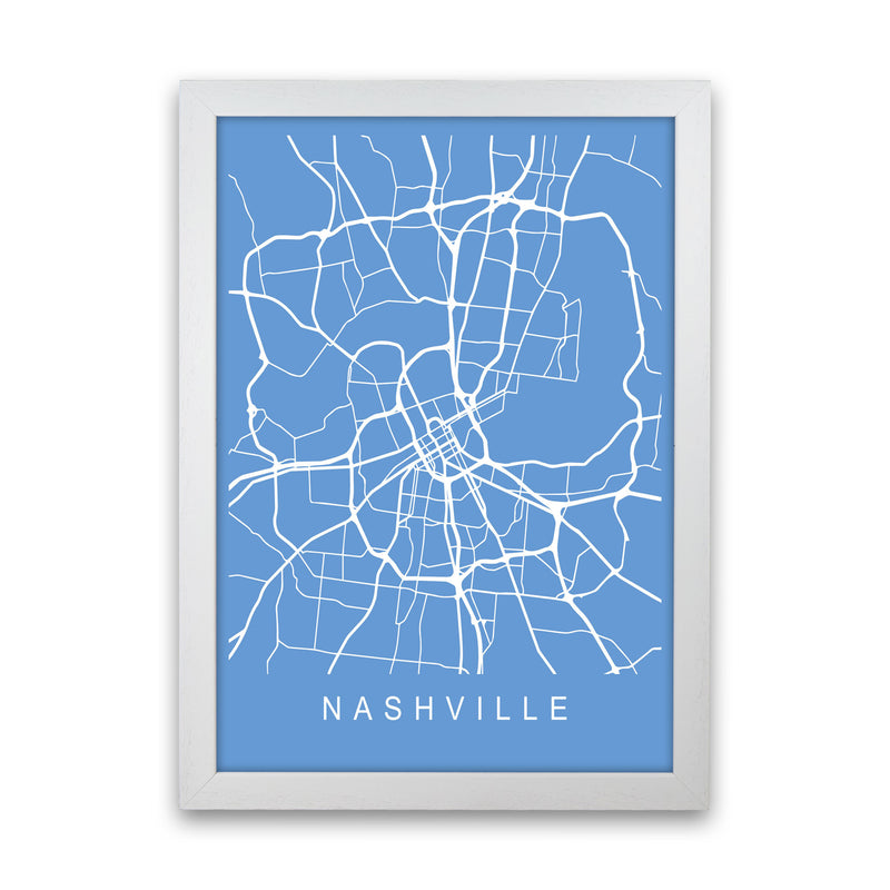 Nashville Map Blueprint Art Print by Pixy Paper White Grain