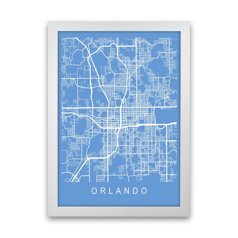 Orlando Map Blueprint Art Print by Pixy Paper White Grain