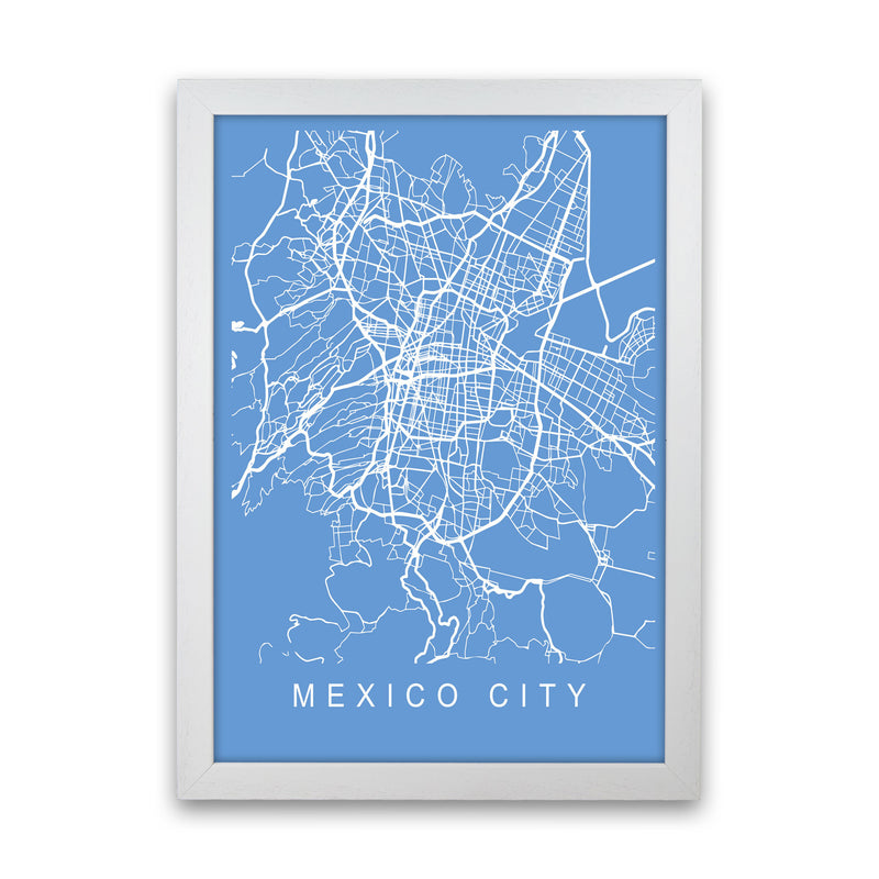 Mexico City Map Blueprint Art Print by Pixy Paper White Grain