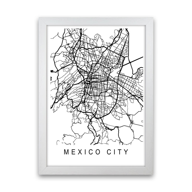Mexico Map Art Print by Pixy Paper White Grain