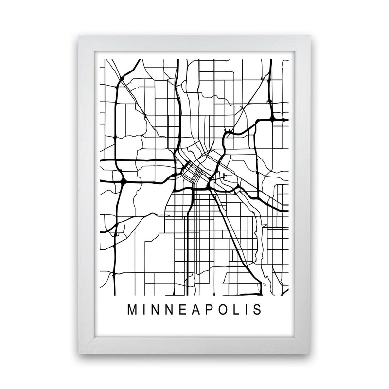 Minneapolis Map Art Print by Pixy Paper White Grain