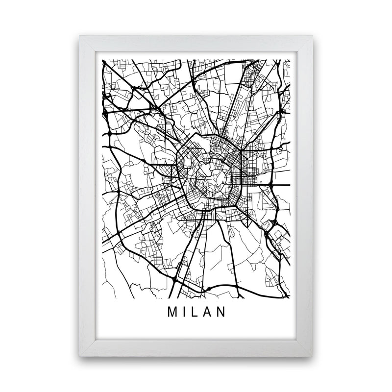 Milan Map Art Print by Pixy Paper White Grain