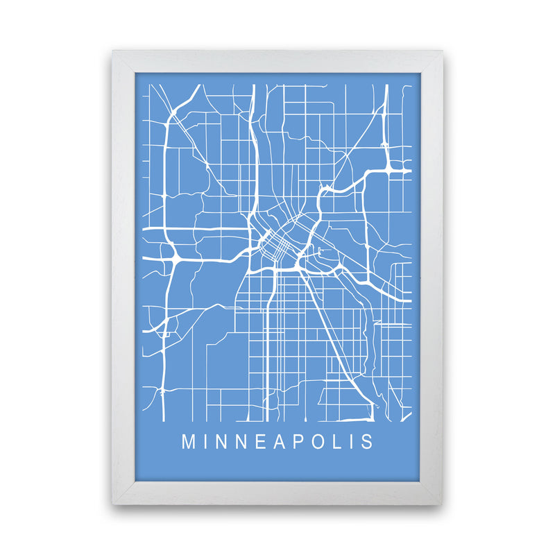 Minneapolis Map Blueprint Art Print by Pixy Paper White Grain