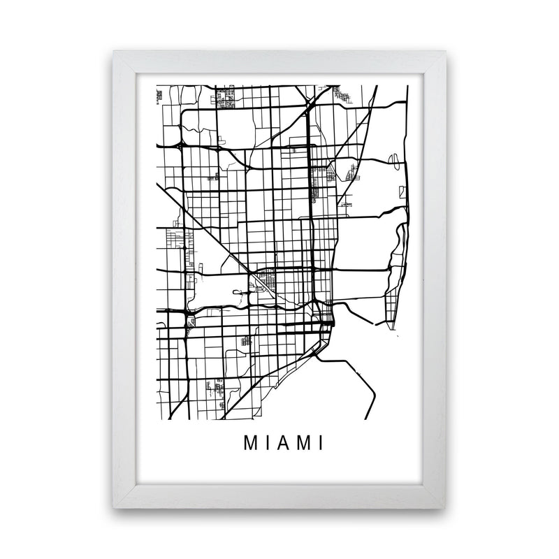 Miami Map Art Print by Pixy Paper White Grain