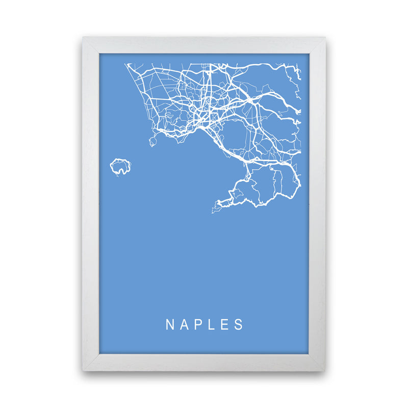 Naples Map Blueprint Art Print by Pixy Paper White Grain