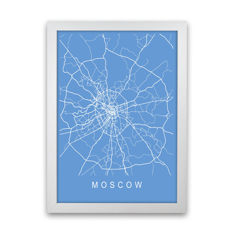 Moscow Map Blueprint Art Print by Pixy Paper White Grain