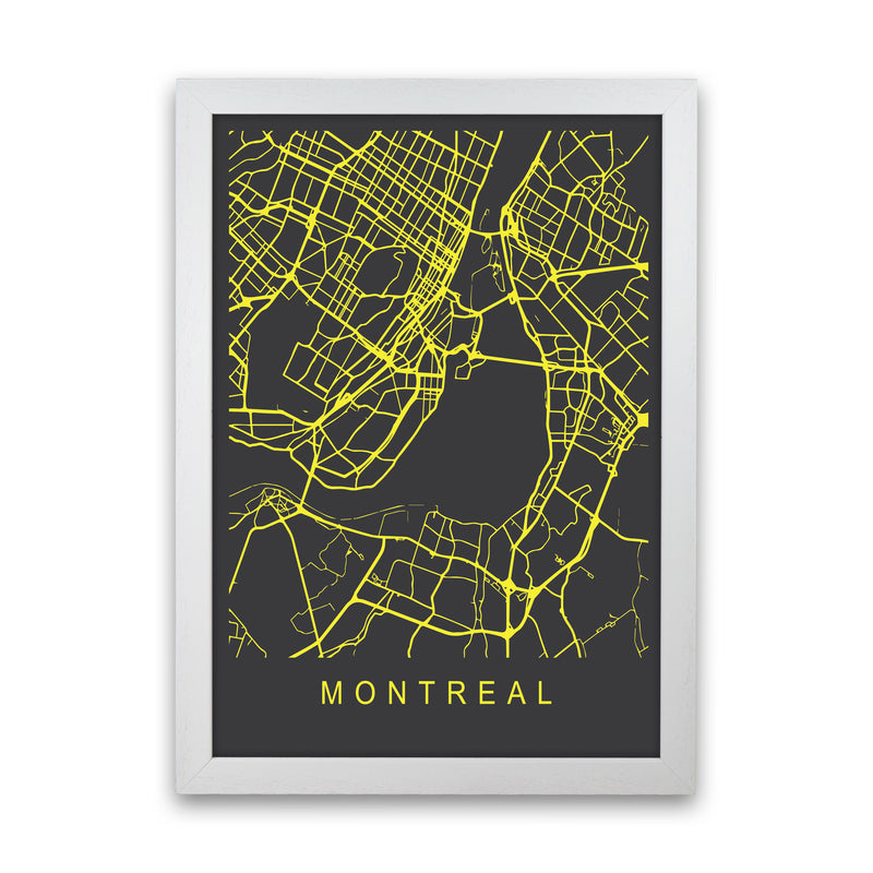 Montreal Map Neon Art Print by Pixy Paper White Grain