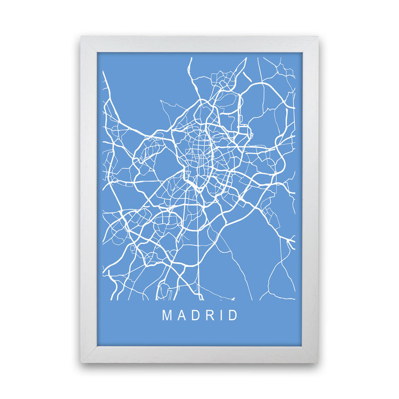 Madrid Map Blueprint Art Print by Pixy Paper White Grain