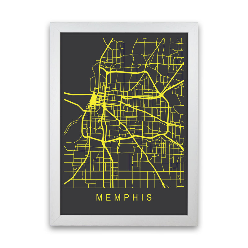 Memphis Map Neon Art Print by Pixy Paper White Grain