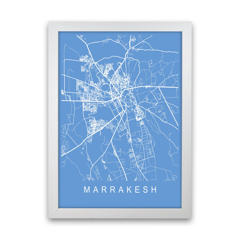 Marrakesh Map Blueprint Art Print by Pixy Paper White Grain