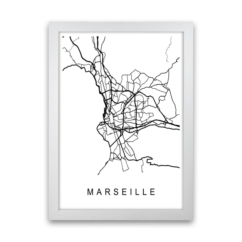 Marseille Map Art Print by Pixy Paper White Grain