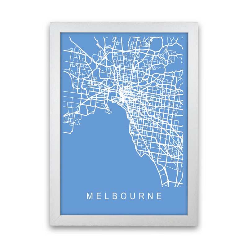 Melbourne Map Blueprint Art Print by Pixy Paper White Grain