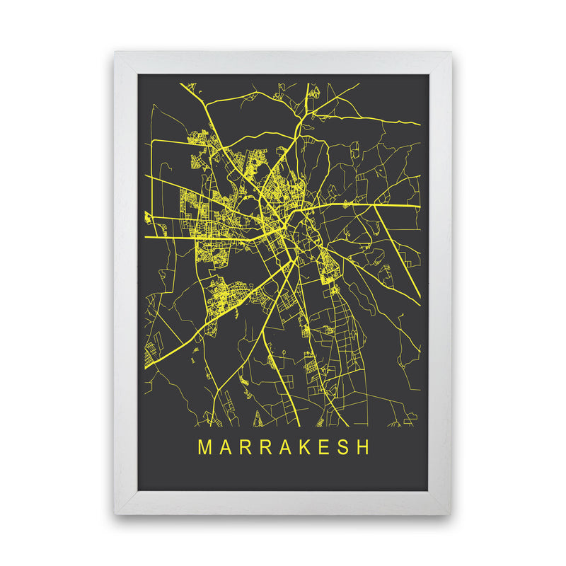 Marrakesh Map Neon Art Print by Pixy Paper White Grain