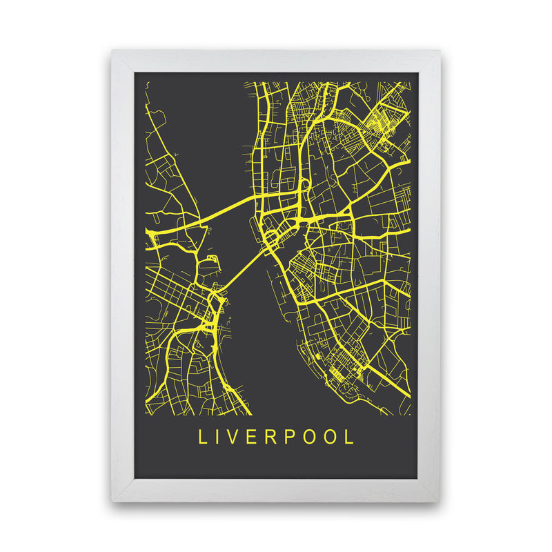 Liverpool Map Neon Art Print by Pixy Paper White Grain