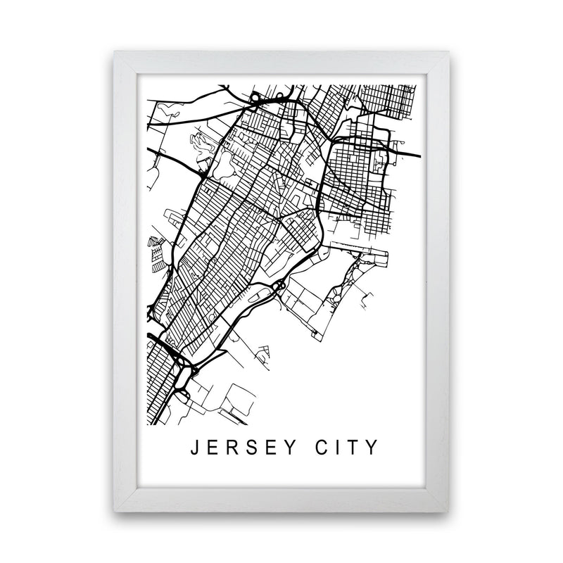 Jersey City Map Art Print by Pixy Paper White Grain