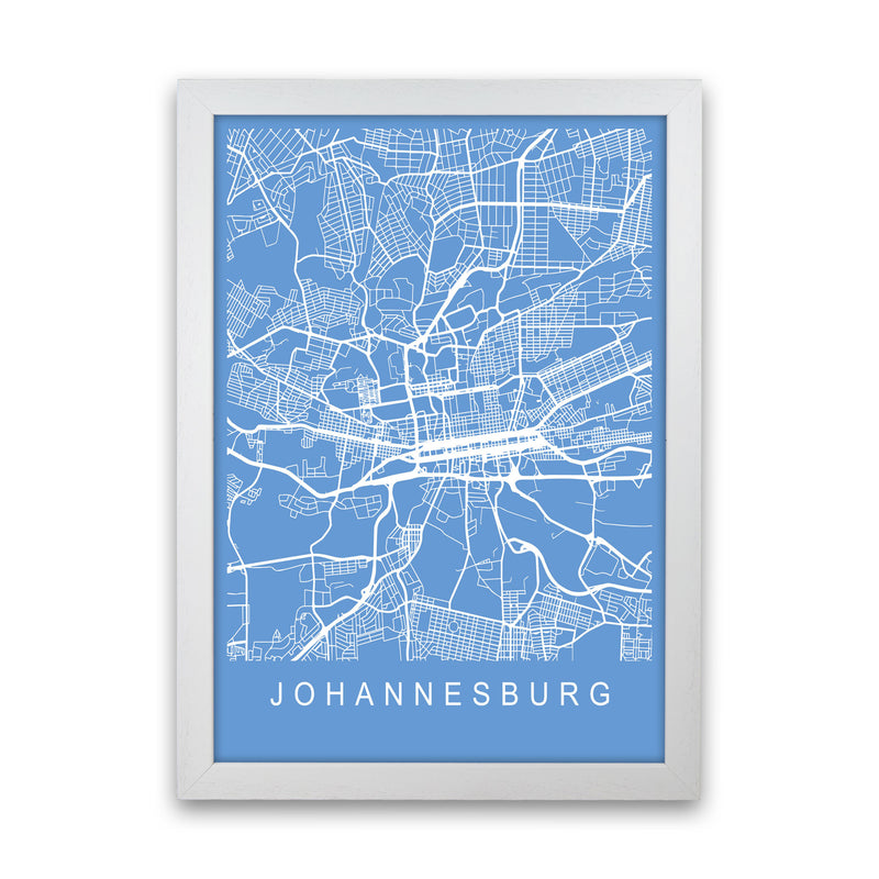 Johannesburg Map Blueprint Art Print by Pixy Paper White Grain