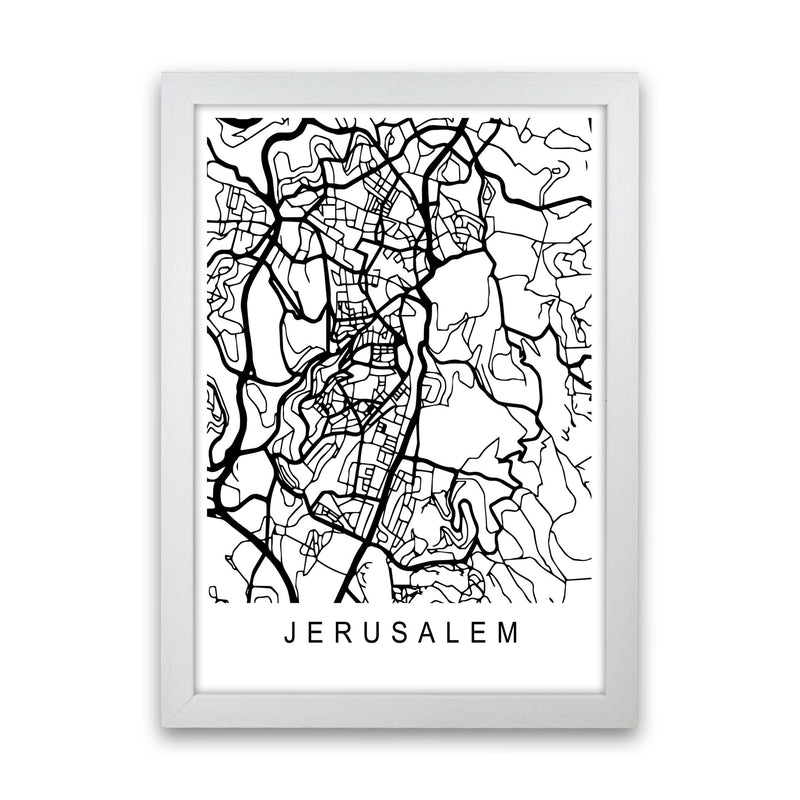 Jerusalem Map Art Print by Pixy Paper White Grain