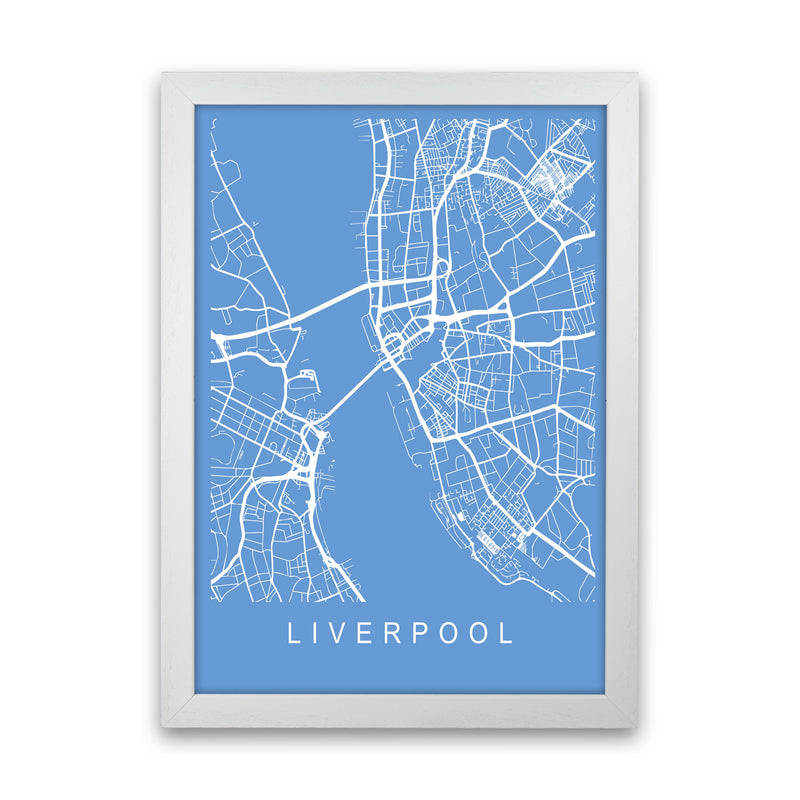 Liverpool Map Blueprint Art Print by Pixy Paper White Grain