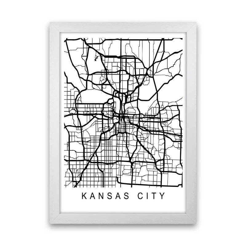 Kansas City Map Art Print by Pixy Paper White Grain