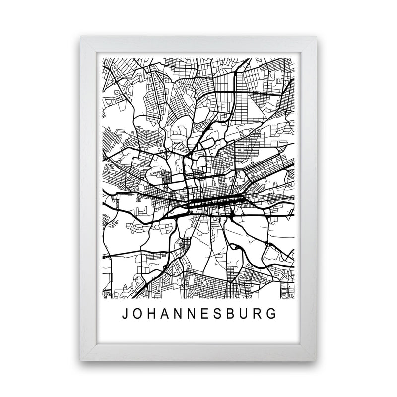 Johannesburg Map Art Print by Pixy Paper White Grain