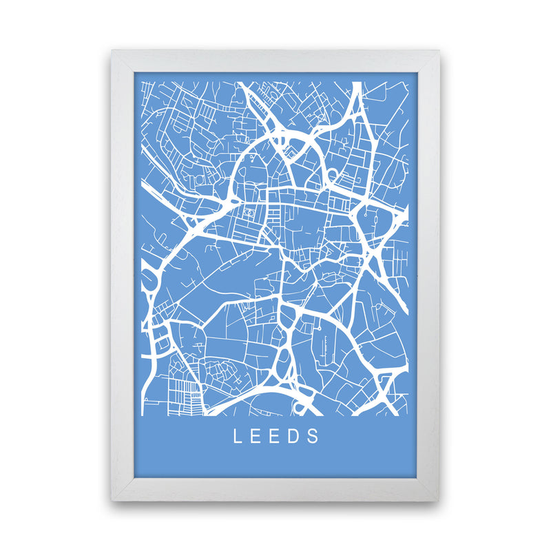 Leeds Map Blueprint Art Print by Pixy Paper White Grain