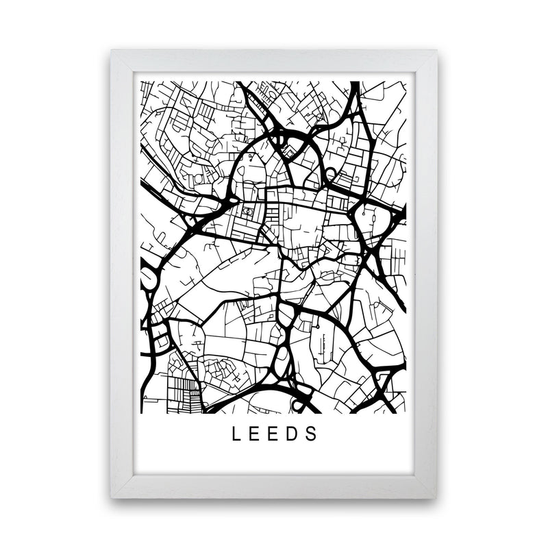 Leeds Map Art Print by Pixy Paper White Grain
