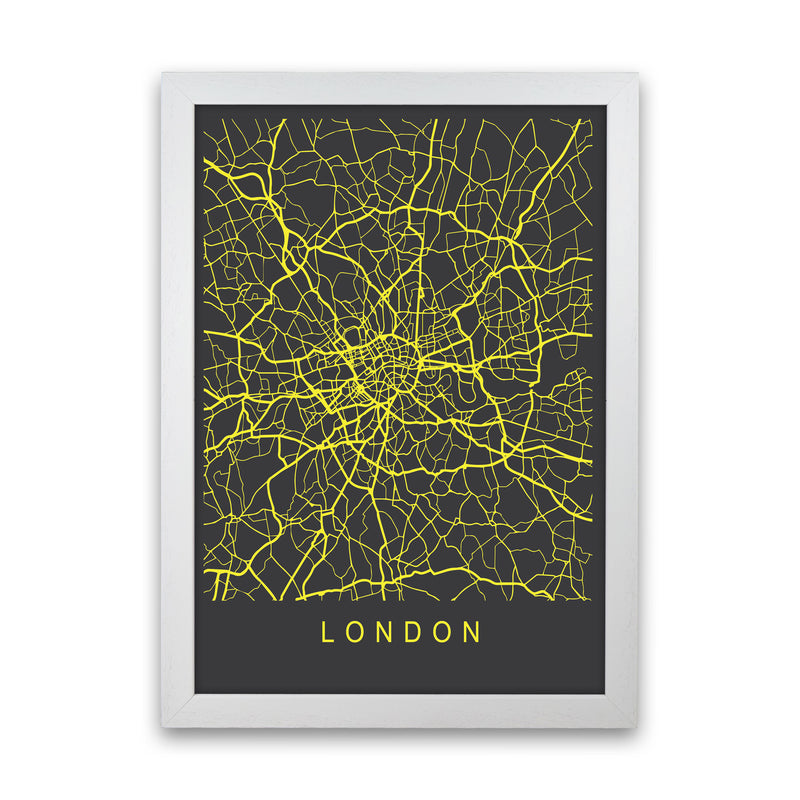 London Map Neon Art Print by Pixy Paper White Grain