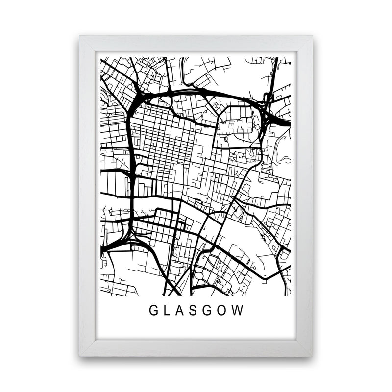 Glasgow Map Art Print by Pixy Paper White Grain