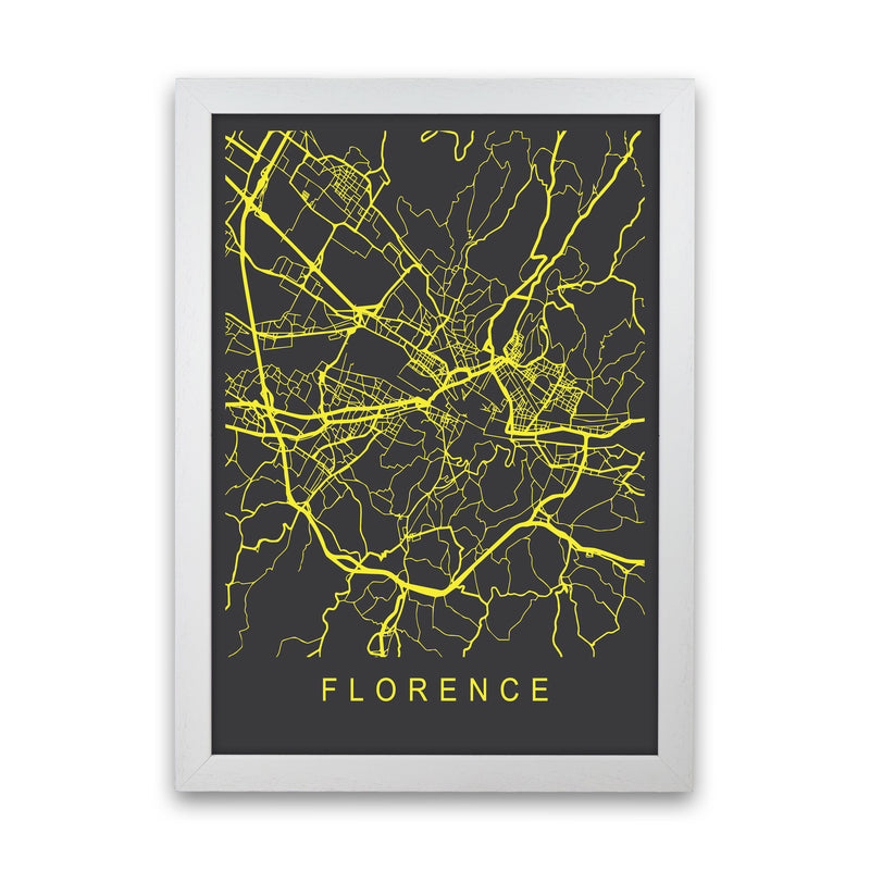 Florence Map Neon Art Print by Pixy Paper White Grain