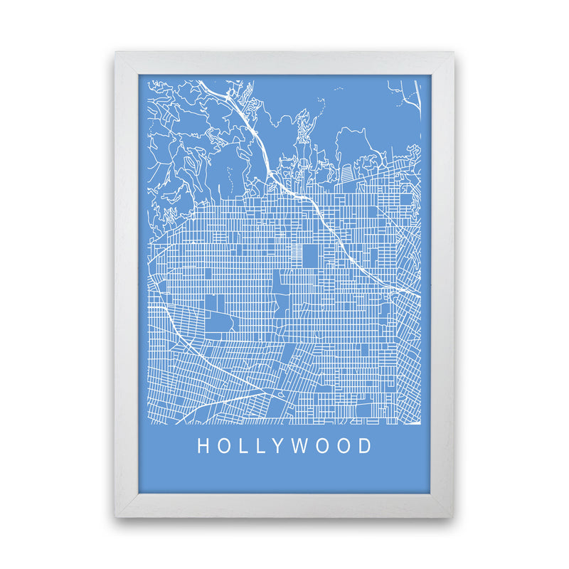 Hollywood Map Blueprint Art Print by Pixy Paper White Grain